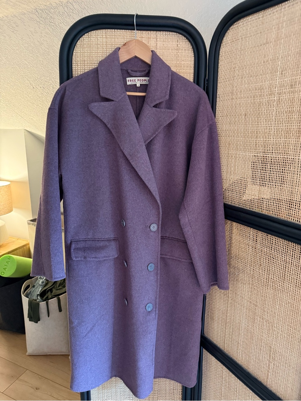 Free People Double Breasted Pea Coat Wool Lavender Purple XS